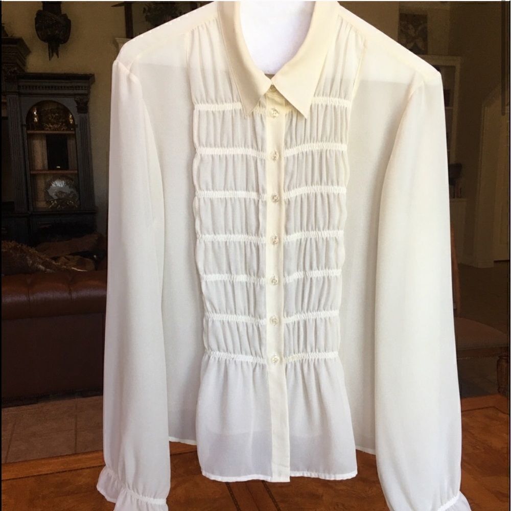 BEAUTIFUL BLOUSE w Elastic Ruffled Cuffs - Picture 6 of 8